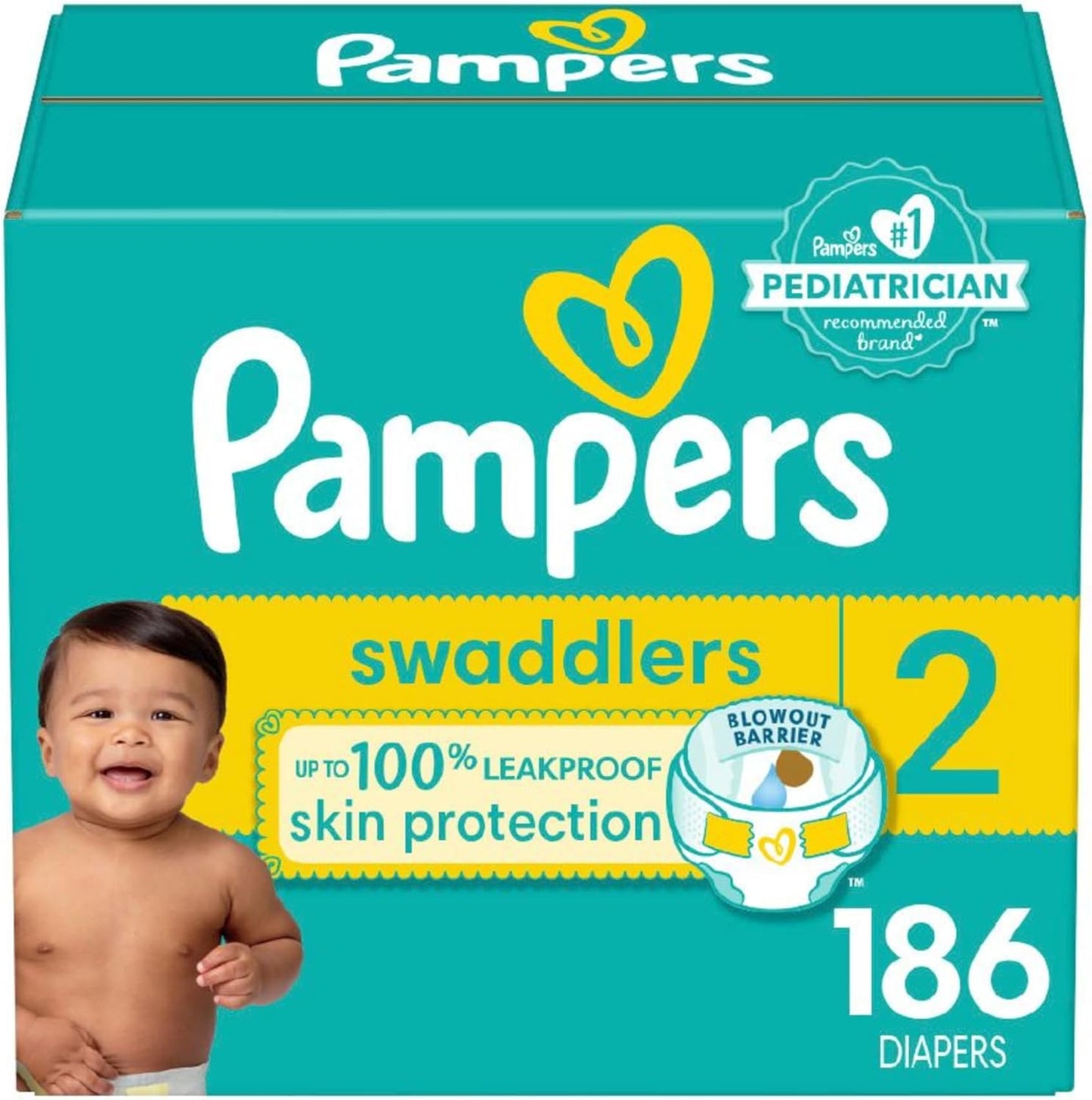 Pampers Baby Diapers - Swaddlers - Size 2, 186 Count