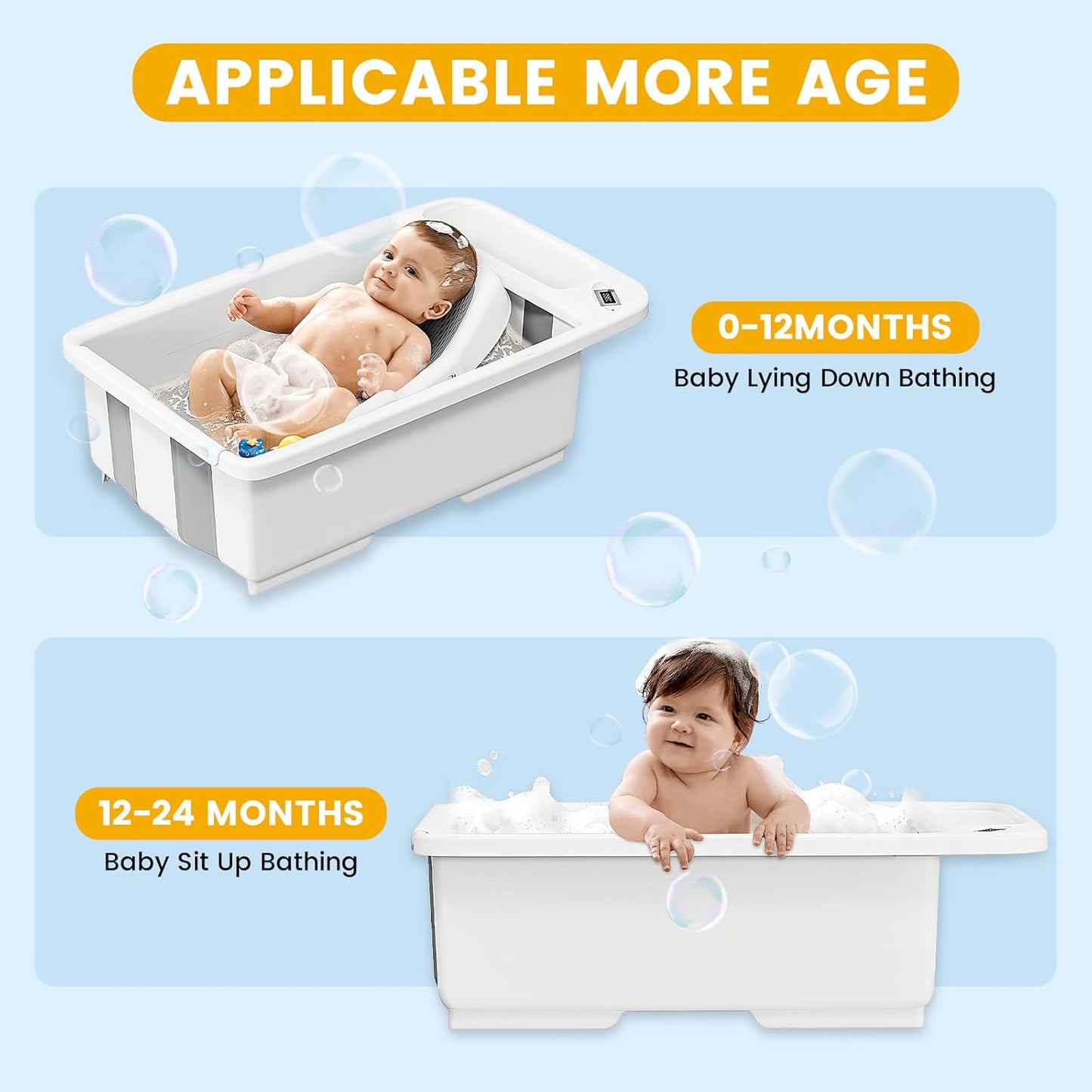 Collapsible Baby Bathtub with Smart Temperature Display