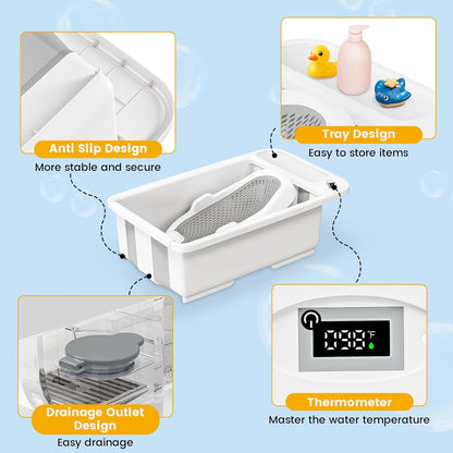 Collapsible Baby Bathtub with Smart Temperature Display
