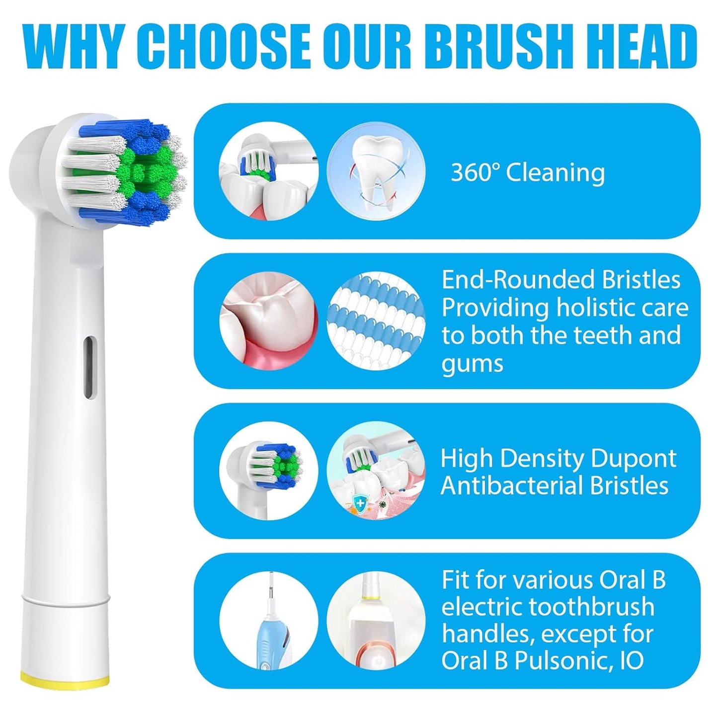 Replacement Toothbrush Heads Compatible with Oral B Braun, 12 Pcs