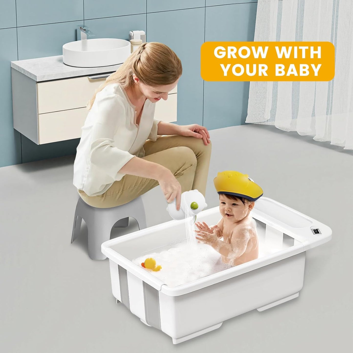Collapsible Baby Bathtub with Smart Temperature Display