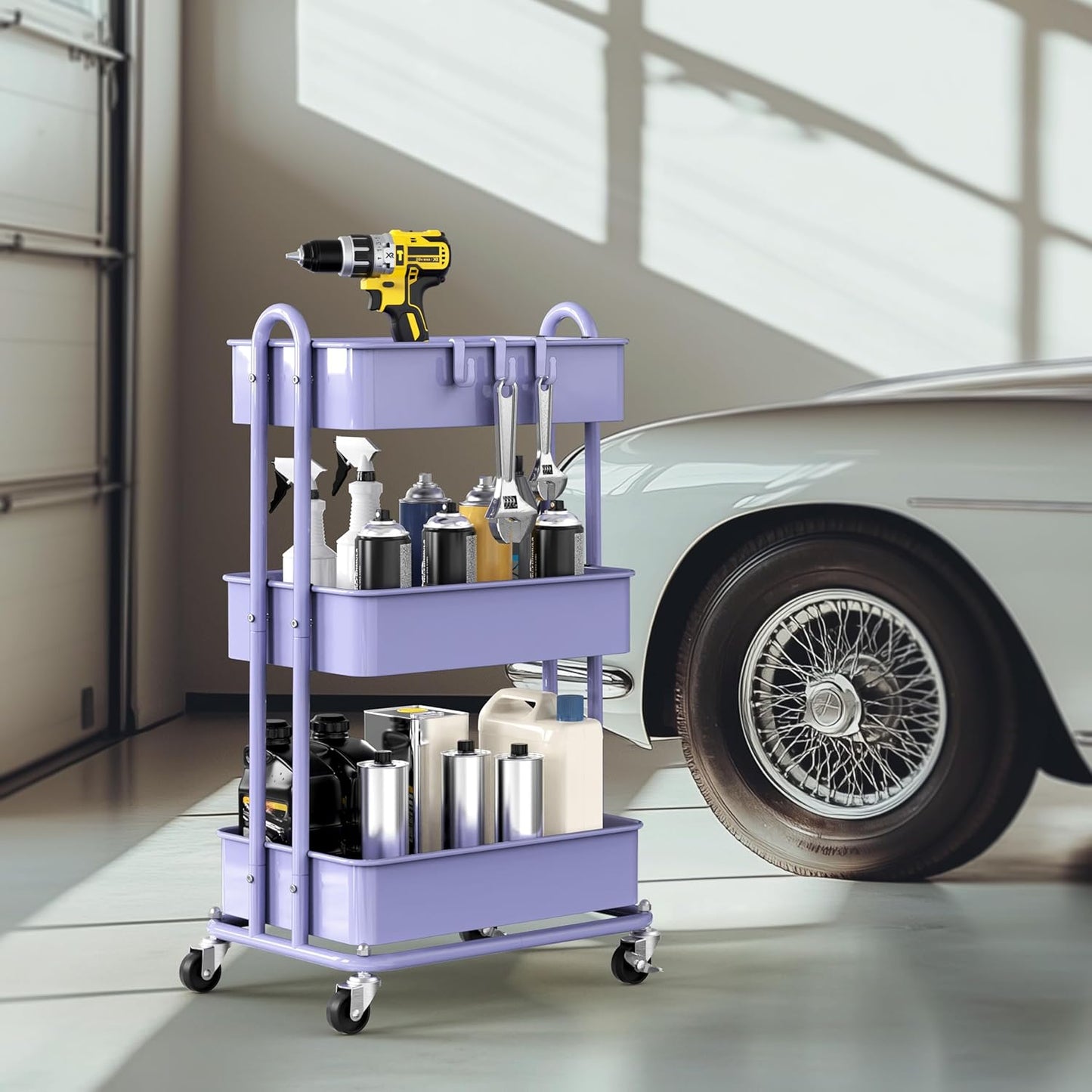 3-Tier Heavy Duty Metal Utility Rolling Cart